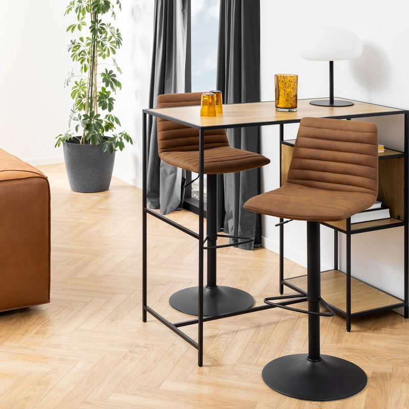 Kimmy Bar Stool with  Brown Fabric in Set of 2 — alternative angle