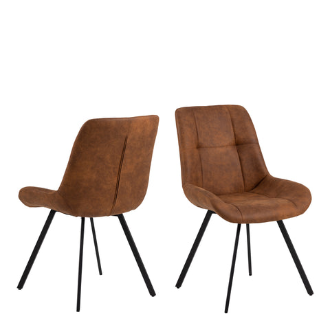 Waylor Dining Chair in Brown Fabric Set of 2 — view