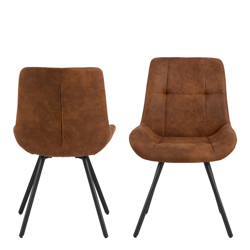 Waylor Dining Chair in Brown Fabric Set of 2 — side angle
