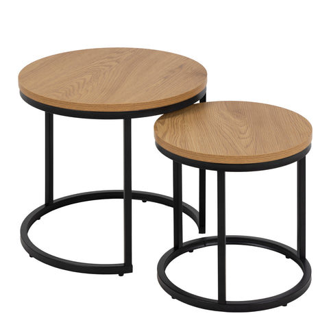 Spiro Round Nest of Tables in Oak — front view