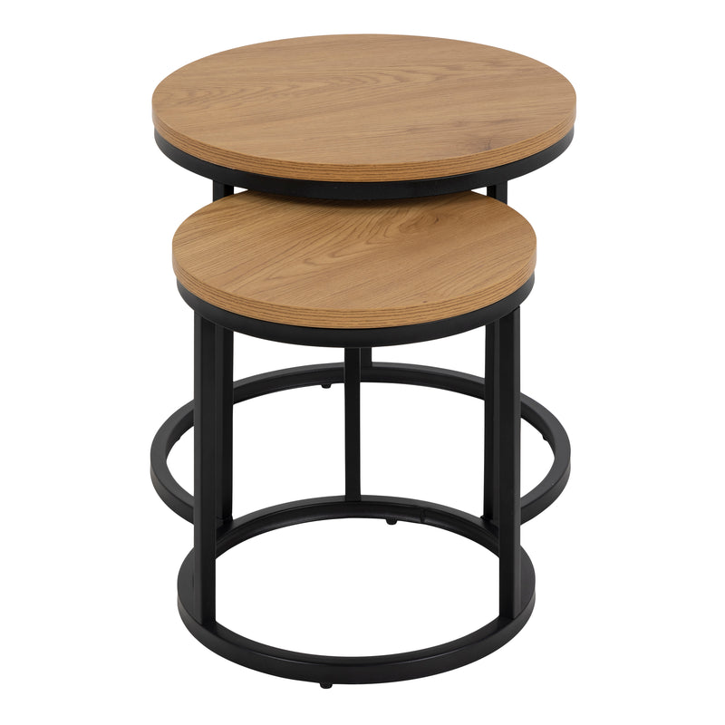 Spiro Round Nest of Tables in Oak — side angle