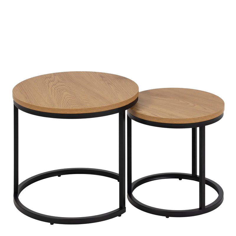 Spiro Round Nest of Tables in Oak — detail view