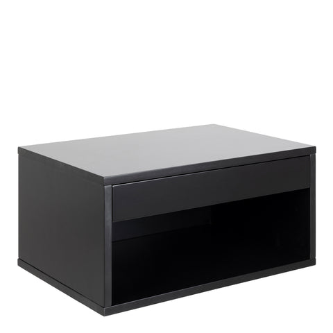 Cholet Square Bedside Table with 1 Drawer in Black — front view