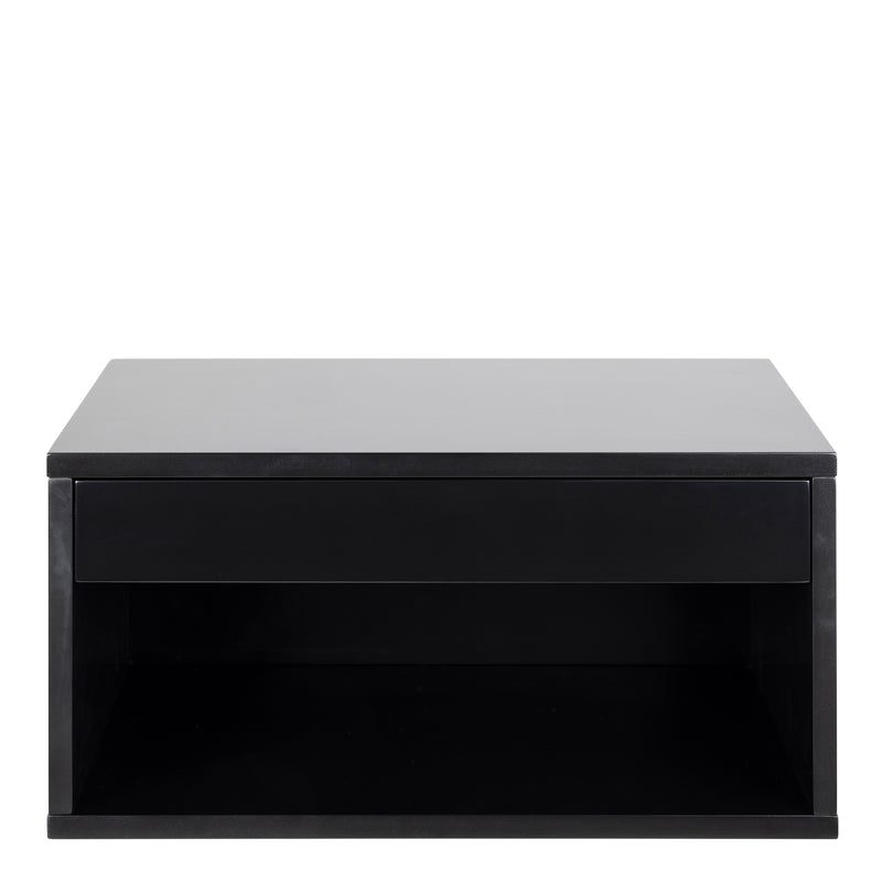 Cholet Square Bedside Table with 1 Drawer in Black — side angle