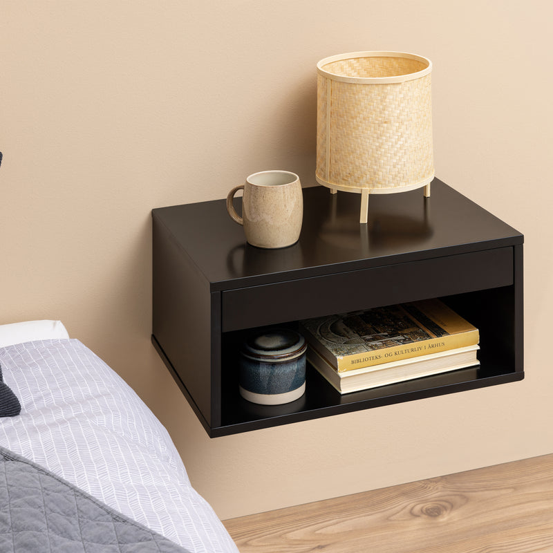 Cholet Square Bedside Table with 1 Drawer in Black — alternative angle