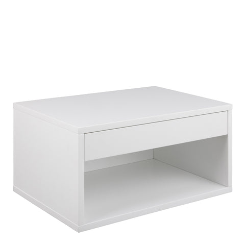 Cholet Square Bedside Table with 1 Drawer in White — front view