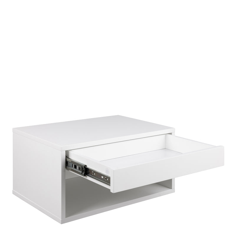 Cholet Square Bedside Table with 1 Drawer in White — detail view