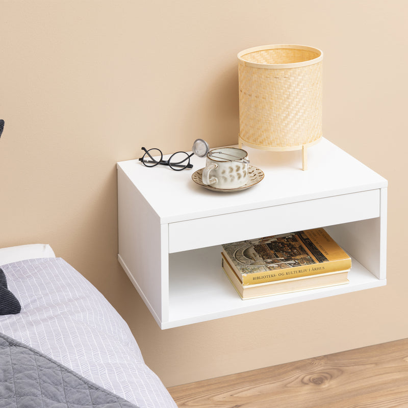Cholet Square Bedside Table with 1 Drawer in White — alternative angle