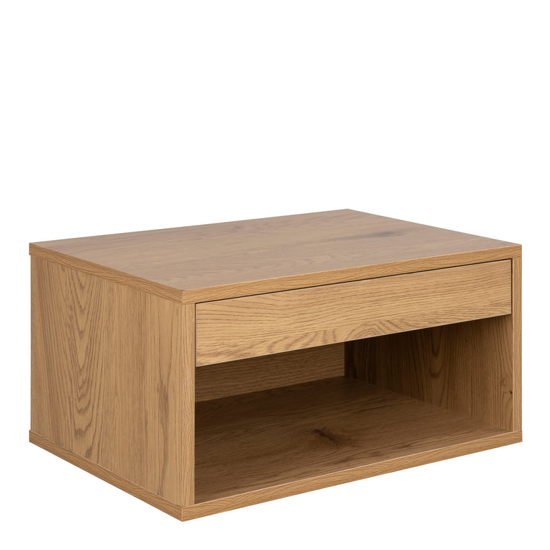 Cholet Square Bedside Table with 1 Drawer in Oak — front view