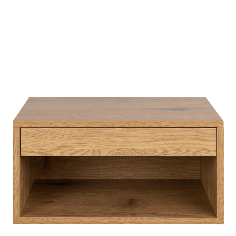Cholet Square Bedside Table with 1 Drawer in Oak — side angle