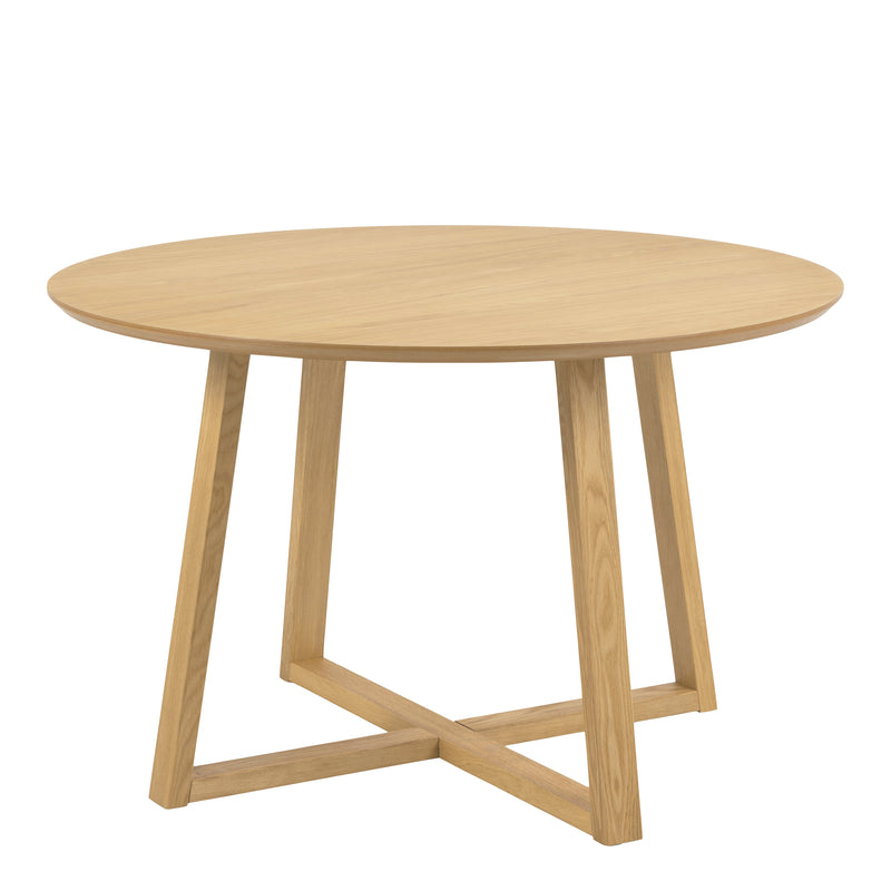 Malika Round Dining Table in Oak — front view