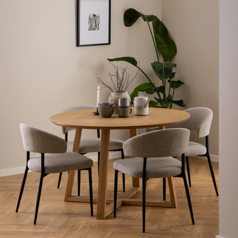 Malika Round Dining Table in Oak — alternative angle