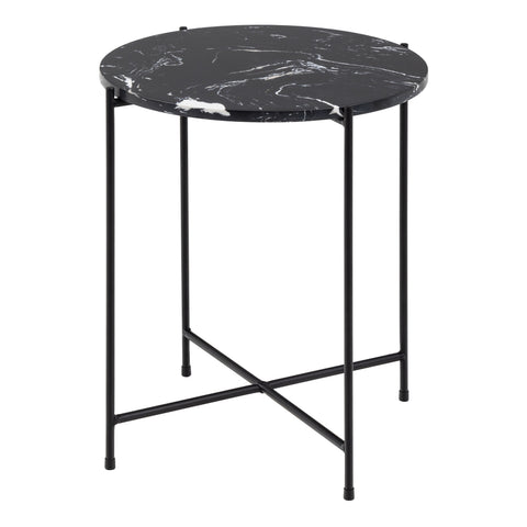 Avila Side Table with Black Polished Marble Stone 42x45cm — front view