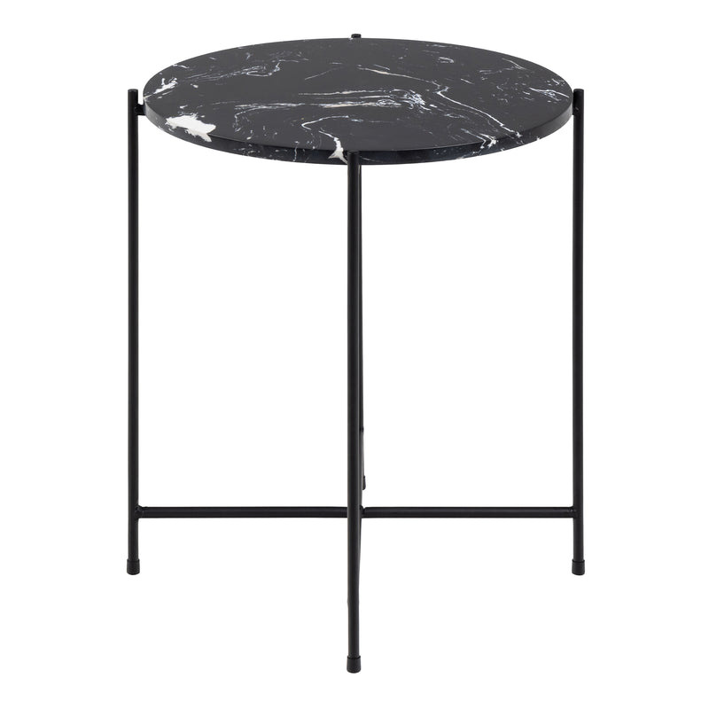 Avila Side Table with Black Polished Marble Stone 42x45cm — side angle