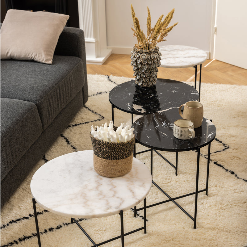 Avila Side Table with Black Polished Marble Stone 42x45cm — detail view