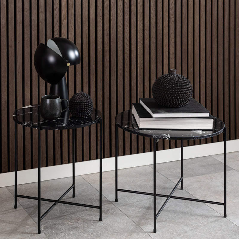 Avila Side Table with Black Polished Marble Stone 42x45cm — alternative angle