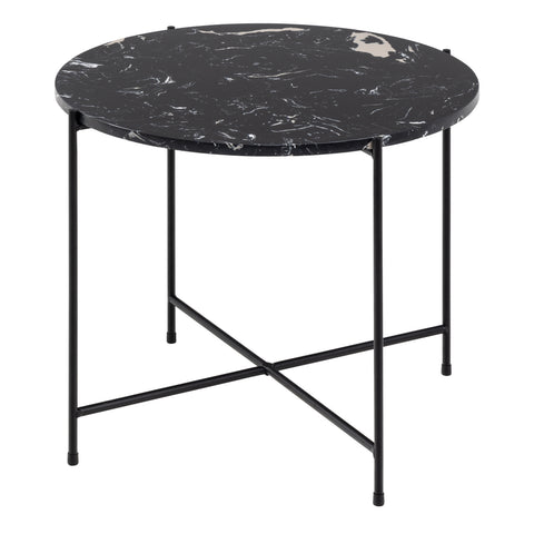 Avila Side Table with Black Polished Marble Stone 52x40cm — front view