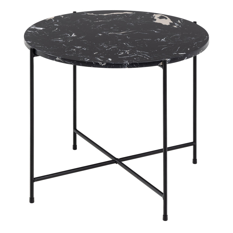 Avila Side Table with Black Polished Marble Stone 52x40cm — front view