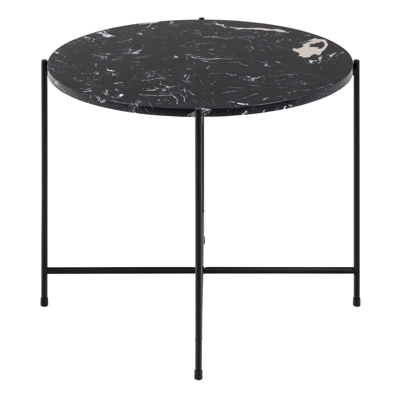Avila Side Table with Black Polished Marble Stone 52x40cm — side angle