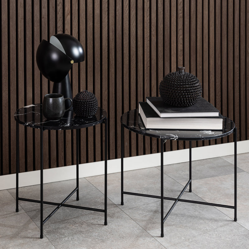 Avila Side Table with Black Polished Marble Stone 52x40cm — alternative angle