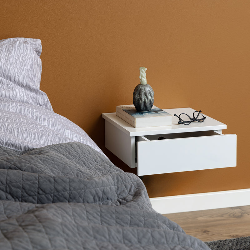 Avignon Square Bedside Table with 1 Drawer in White — alternative angle