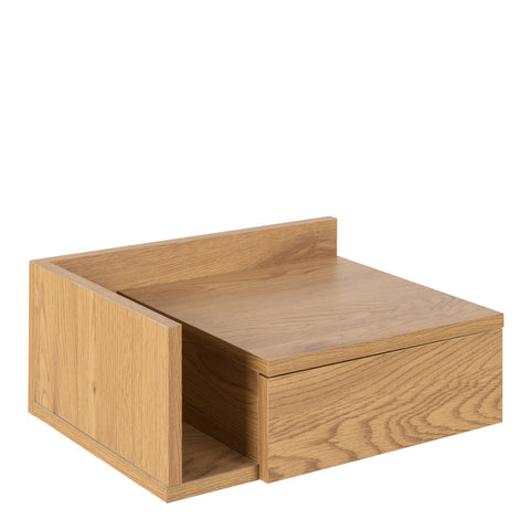 Ashlan Square Bedside Table with 1 Drawers in Oak — front view