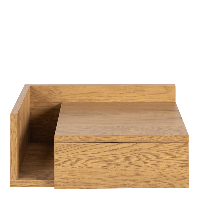 Ashlan Square Bedside Table with 1 Drawers in Oak — side angle