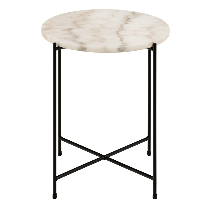 Avila Side Table with White Marble Top 42x45cm — side angle