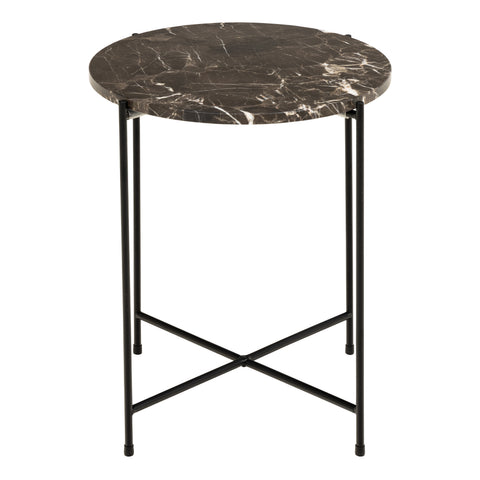Avila Side Table with Brown Marble Top 42x45cm — front view