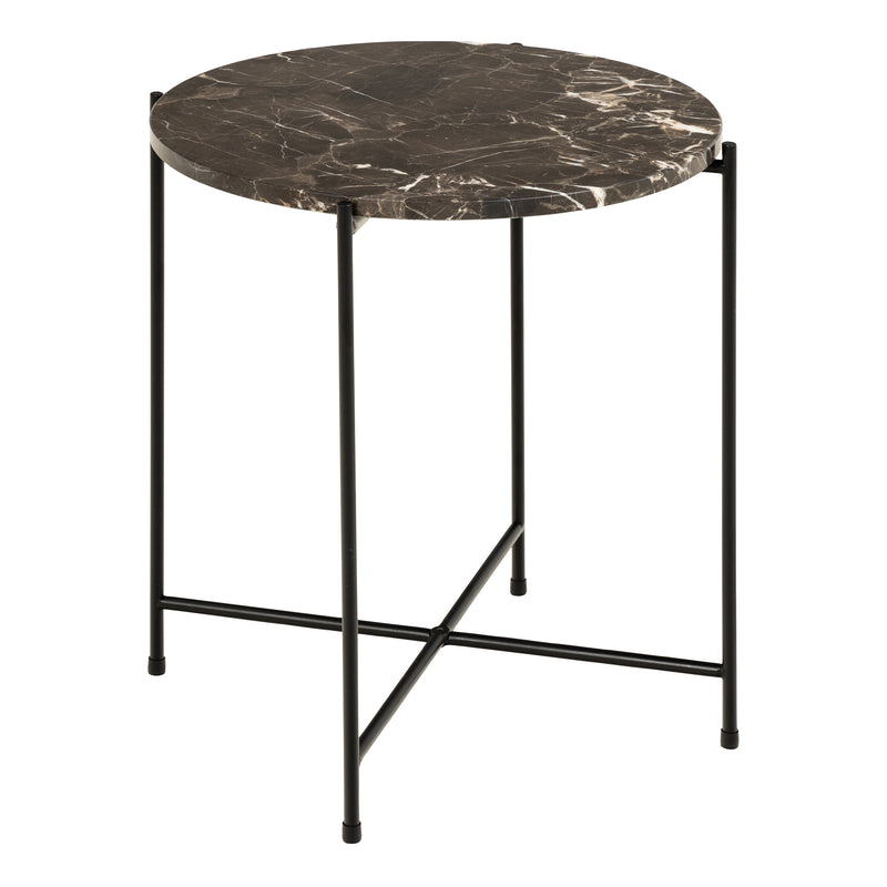 Avila Side Table with Brown Marble Top 42x45cm — side angle
