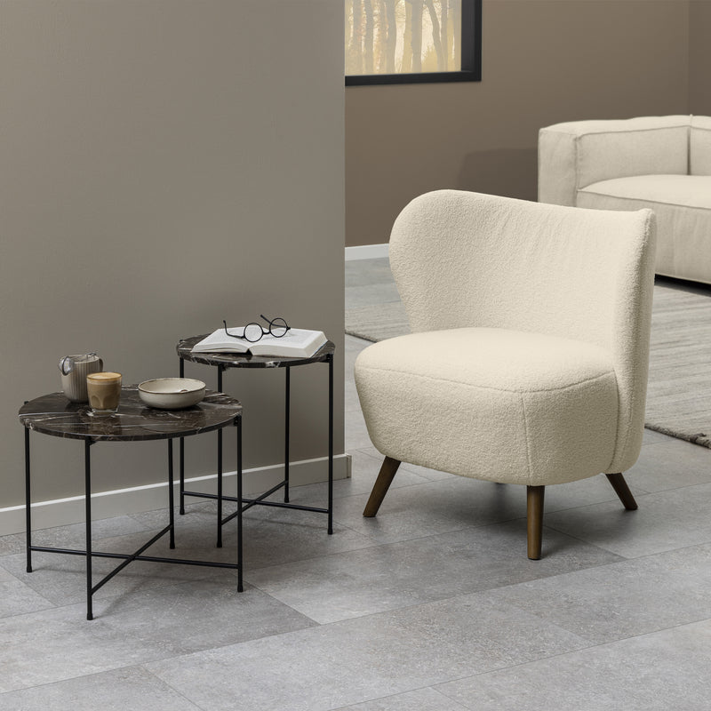 Avila Side Table with Brown Marble Top 42x45cm — alternative angle