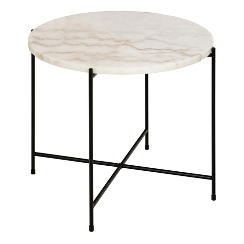 Avila Side Table with White Marble Top 52x40cm — front view