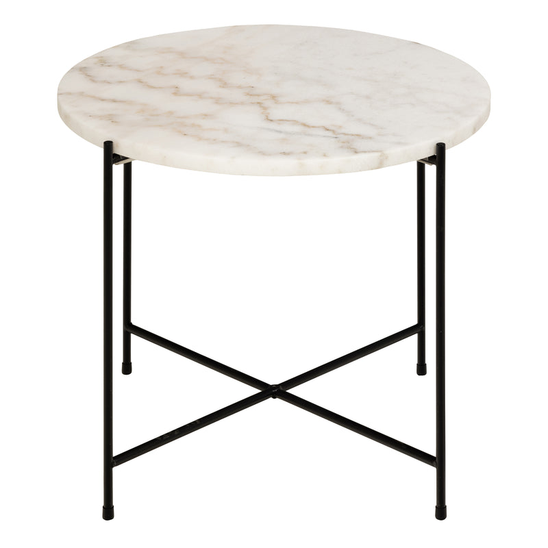 Avila Side Table with White Marble Top 52x40cm — side angle