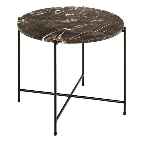 Avila Side Table with Brown Marble Top 52x40cm — front view