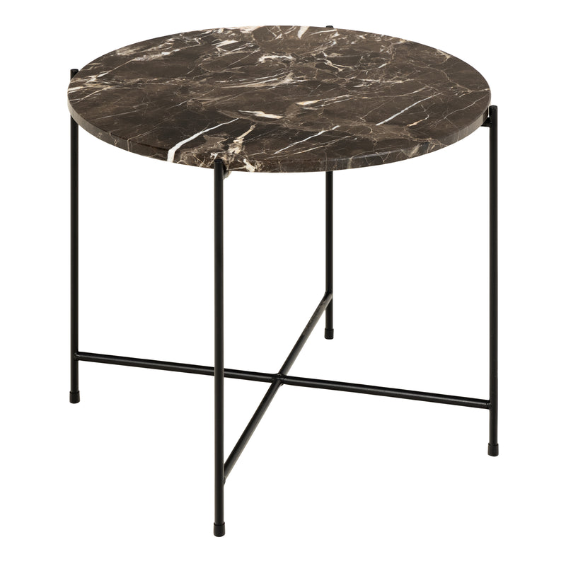 Avila Side Table with Brown Marble Top 52x40cm — front view