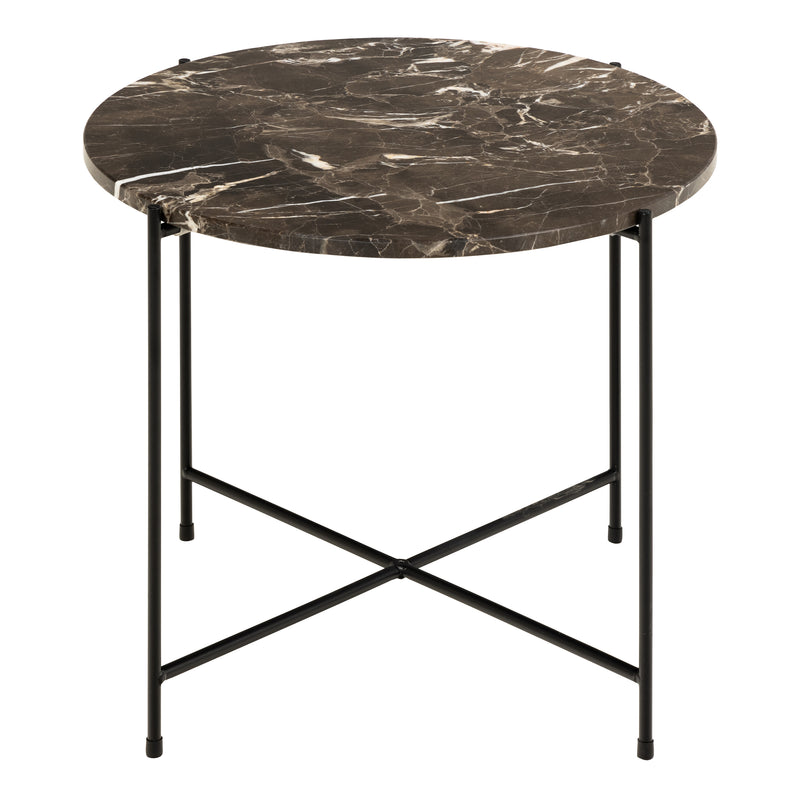 Avila Side Table with Brown Marble Top 52x40cm — side angle
