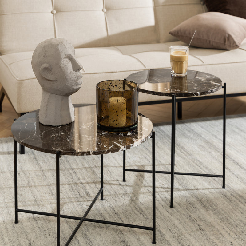 Avila Side Table with Brown Marble Top 52x40cm — alternative angle