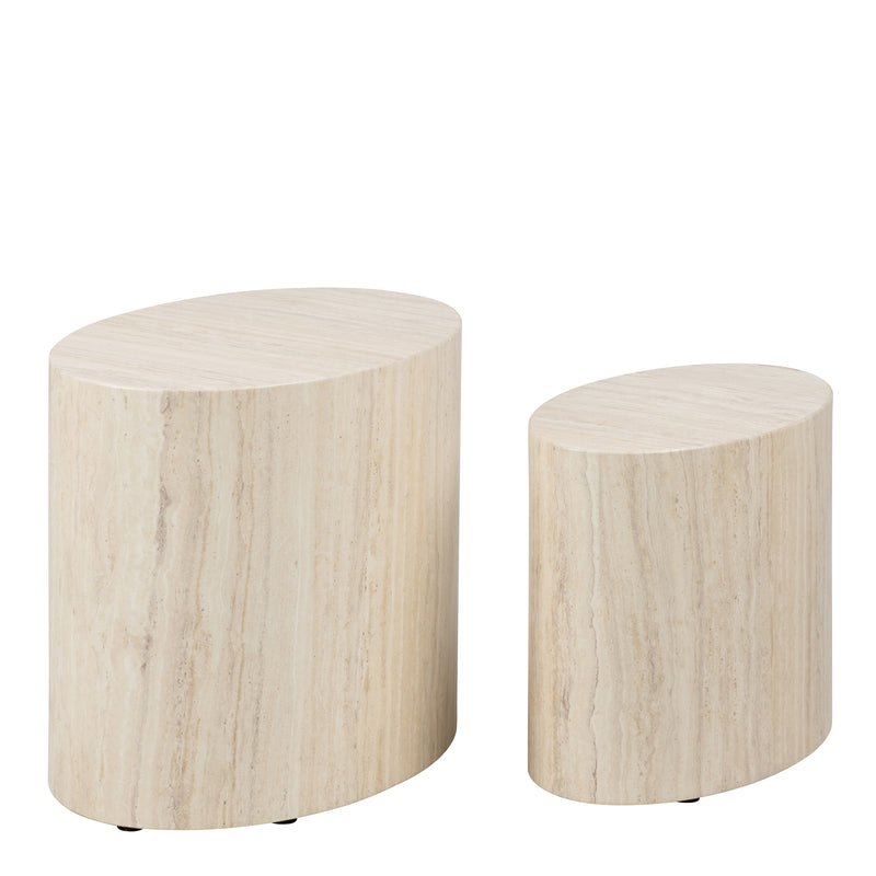 Mice Oval Coffee Table Set in Light Oak — front view
