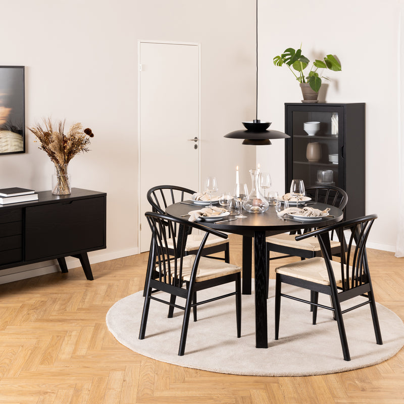 Montreux Round Extending Dining Table in Black 115 — front view