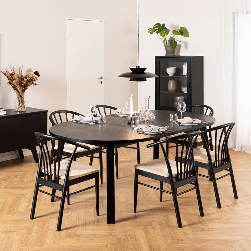 Montreux Round Extending Dining Table in Black 115 — front view