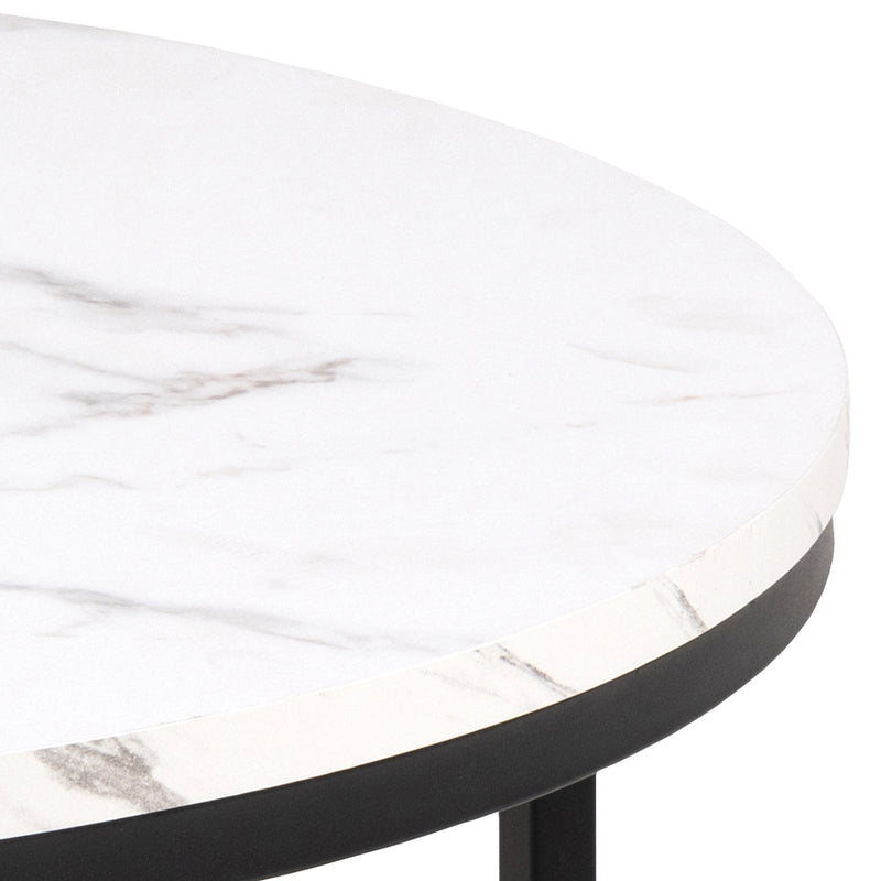 Spiro Coffee Table with White Marble Melamine Top & Black Legs — alternative angle