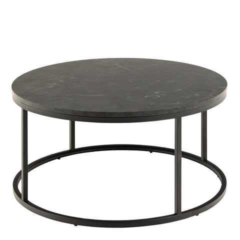 Spiro Coffee Table with Black Marble Melamine Top & Black Legs — front view