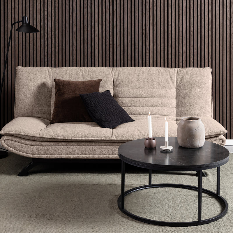 Spiro Coffee Table with Black Marble Melamine Top & Black Legs — detail view