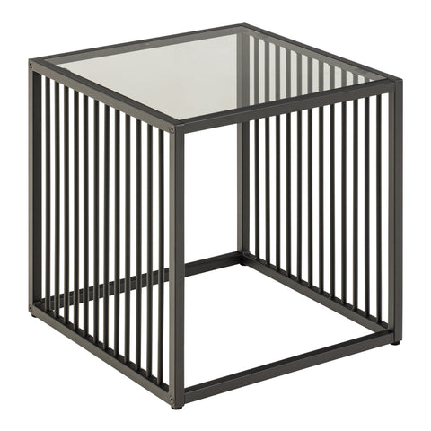 Strington Side Table in Black with Glass Top — front view