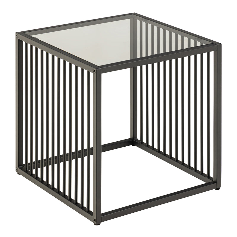 Strington Side Table in Black with Glass Top — front view