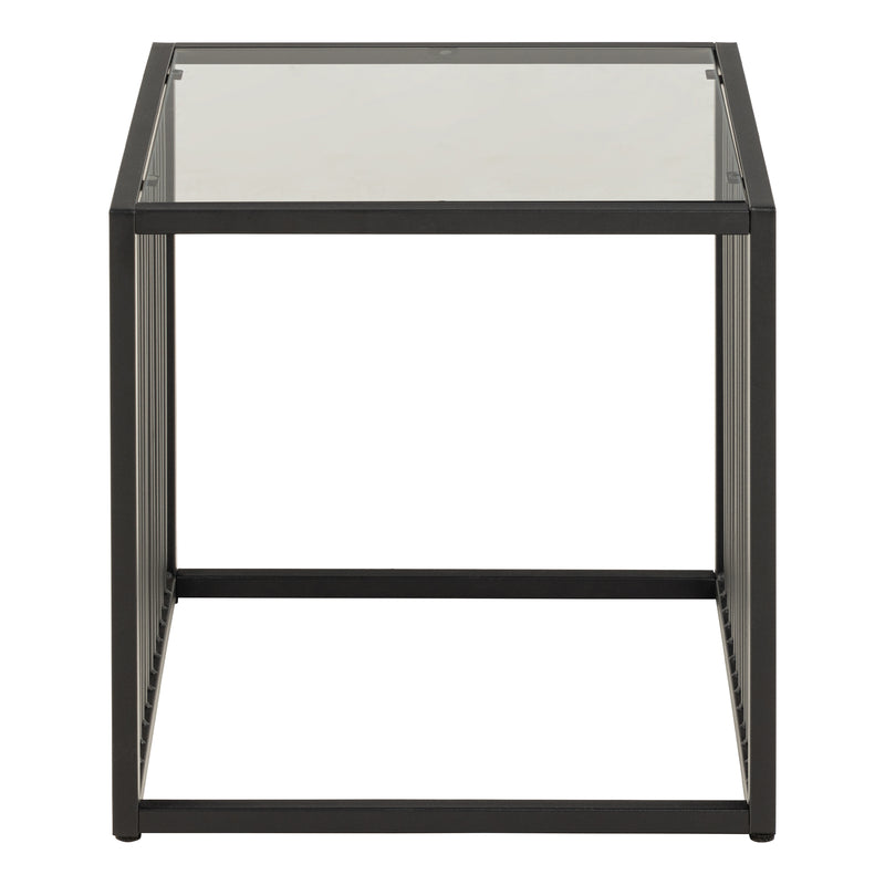 Strington Side Table in Black with Glass Top — side angle
