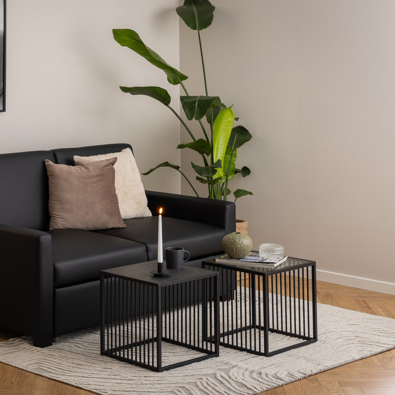 Strington Side Table in Black with Glass Top — alternative angle