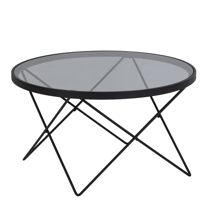 Cuxton Black Coffee Table with Smoked Glass Top — front view