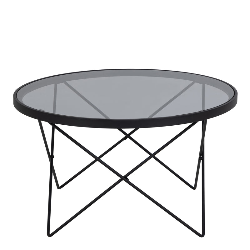 Cuxton Black Coffee Table with Smoked Glass Top — side angle