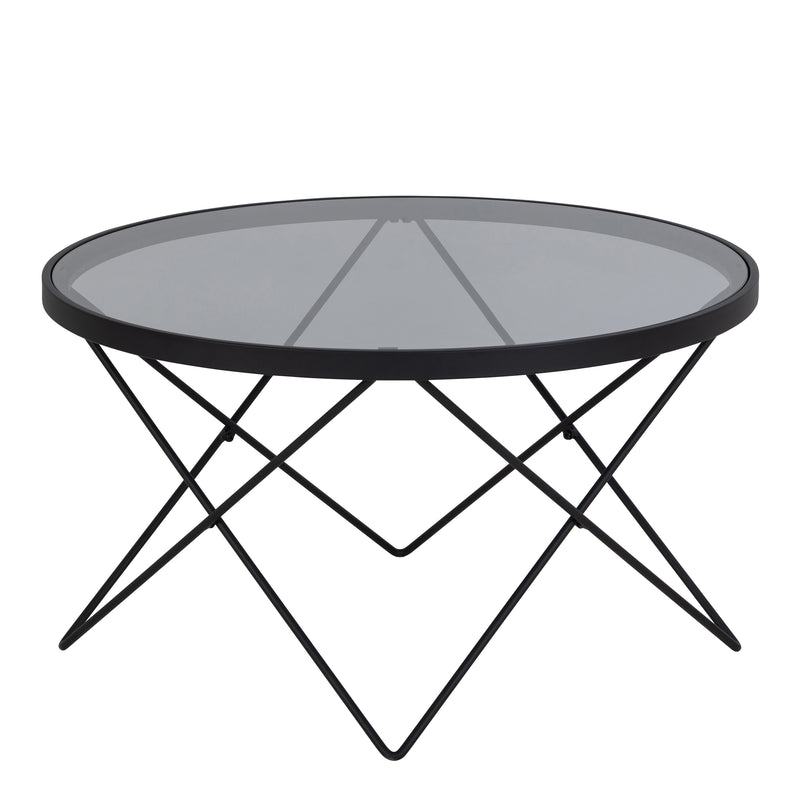 Cuxton Black Coffee Table with Smoked Glass Top — detail view
